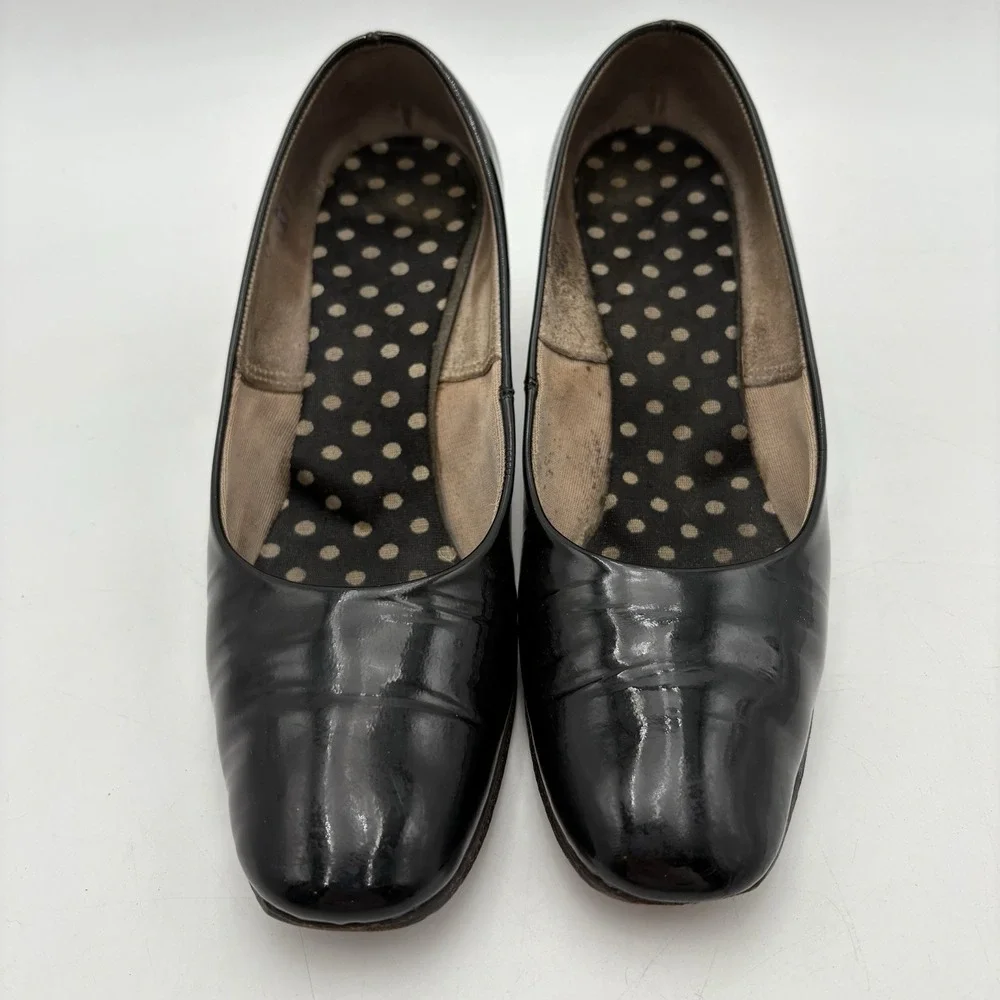 Audition Womens 7.5 Narrow Black Leather Heels Vintage Classic Pumps Made‎ Italy